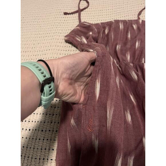 Kavu Large Long Maxi Dress With POCKETS Rusty Red Geometric Print - Picture 6 of 16